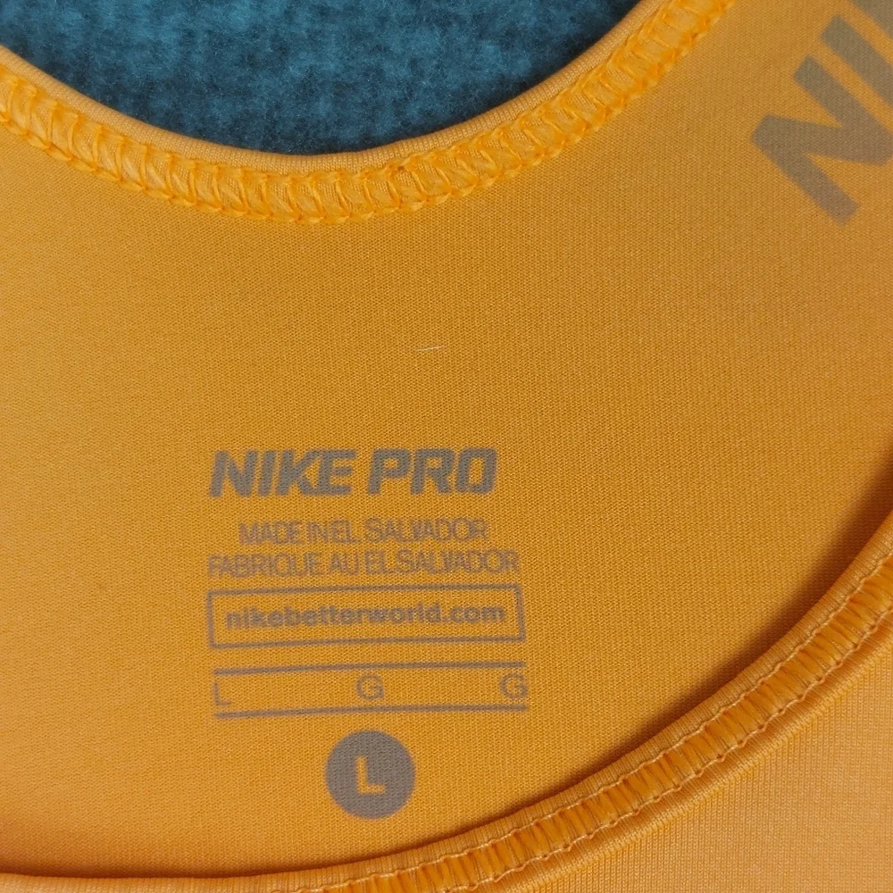 NIKE PRO WOMENS BRIGHT ORANGE GRAY RACERBACK SCOOP NECK ATHLETIC TANK TOP SIZE L